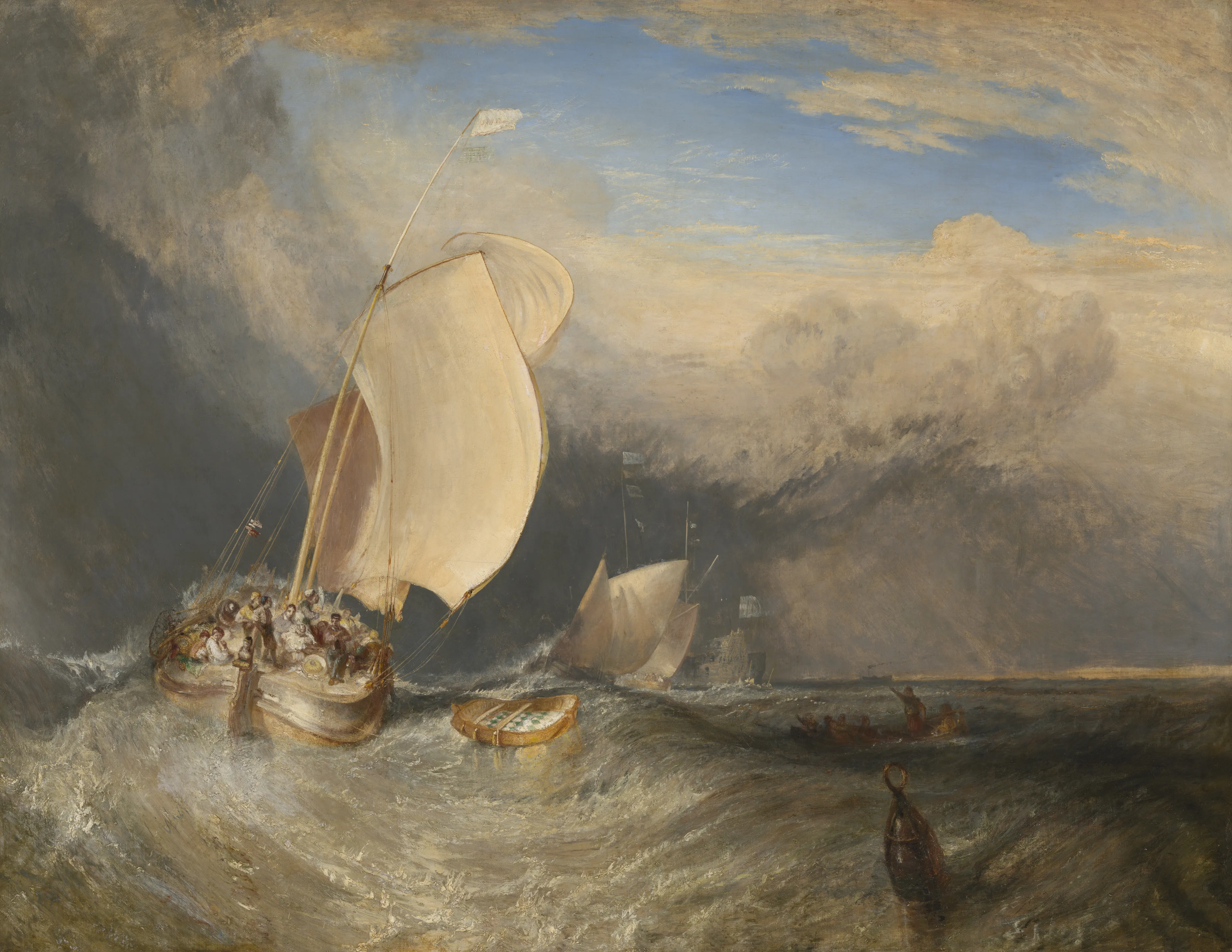 Fishing Boats with Hucksters Bargaining for Fish